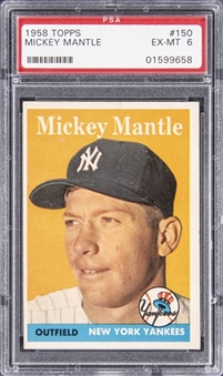 1958 Topps #150 Mickey Mantle Card - PSA EX-MT 6